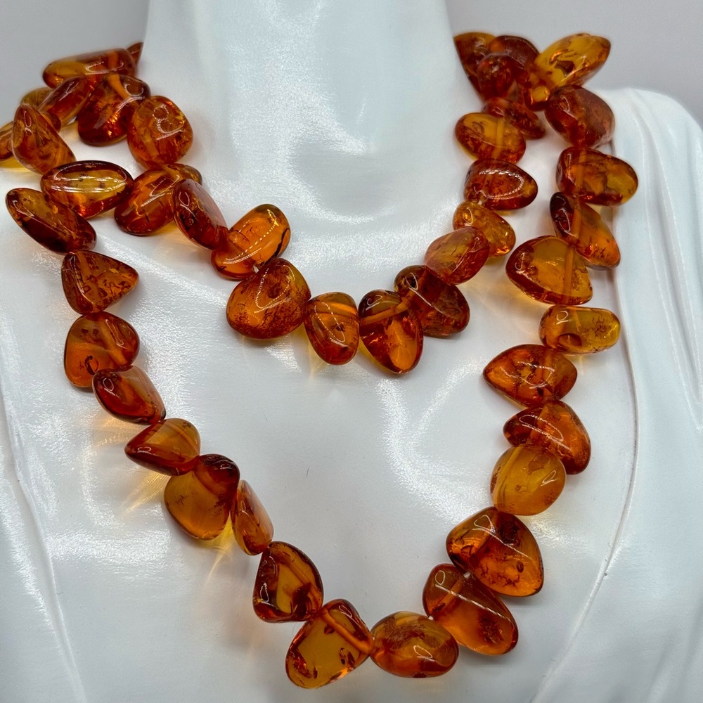 Genuine Baltic Amber Necklace with Amber Screw Clasp 24" Long - Picture 8 of 17